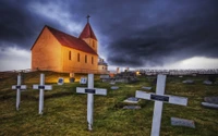 cloud, church, chapel, facade, place of worship wallpaper