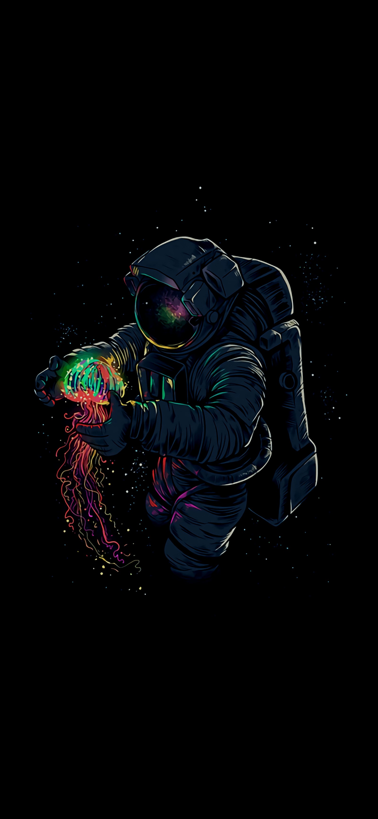 Baixar papel de parede amoled, astronauta, espaço sideral, manga, arte