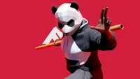 Guerrier Panda en Action : Duel Final dans une Arène de Jeu Vidéo