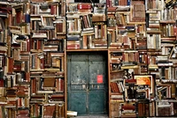 Bookshelves Forming a Doorway into Literature