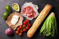 Ingredientes frescos para um vibrante prato de antipasto vegetariano.