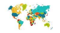 Ilustração de mapa-múndi colorido em resolução 5K