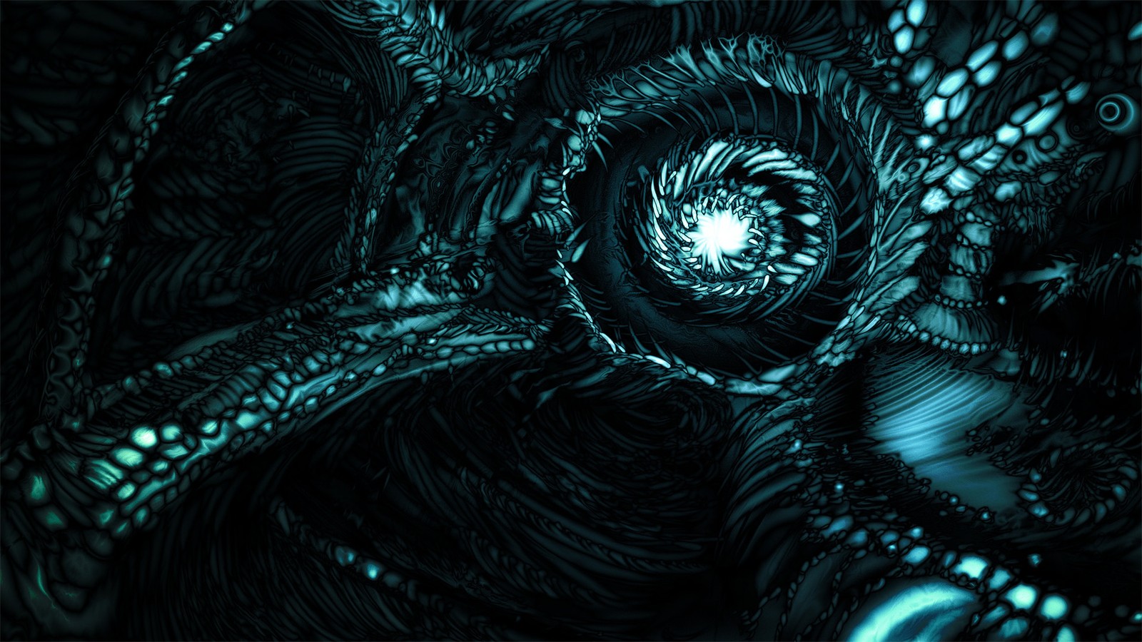 A close up of a computer generated image of a spiral (blue, fractal art, turquoise, water, pattern)