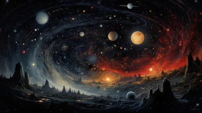 Cosmic Nightscape: A Digital Journey Through the Planetary Abyss