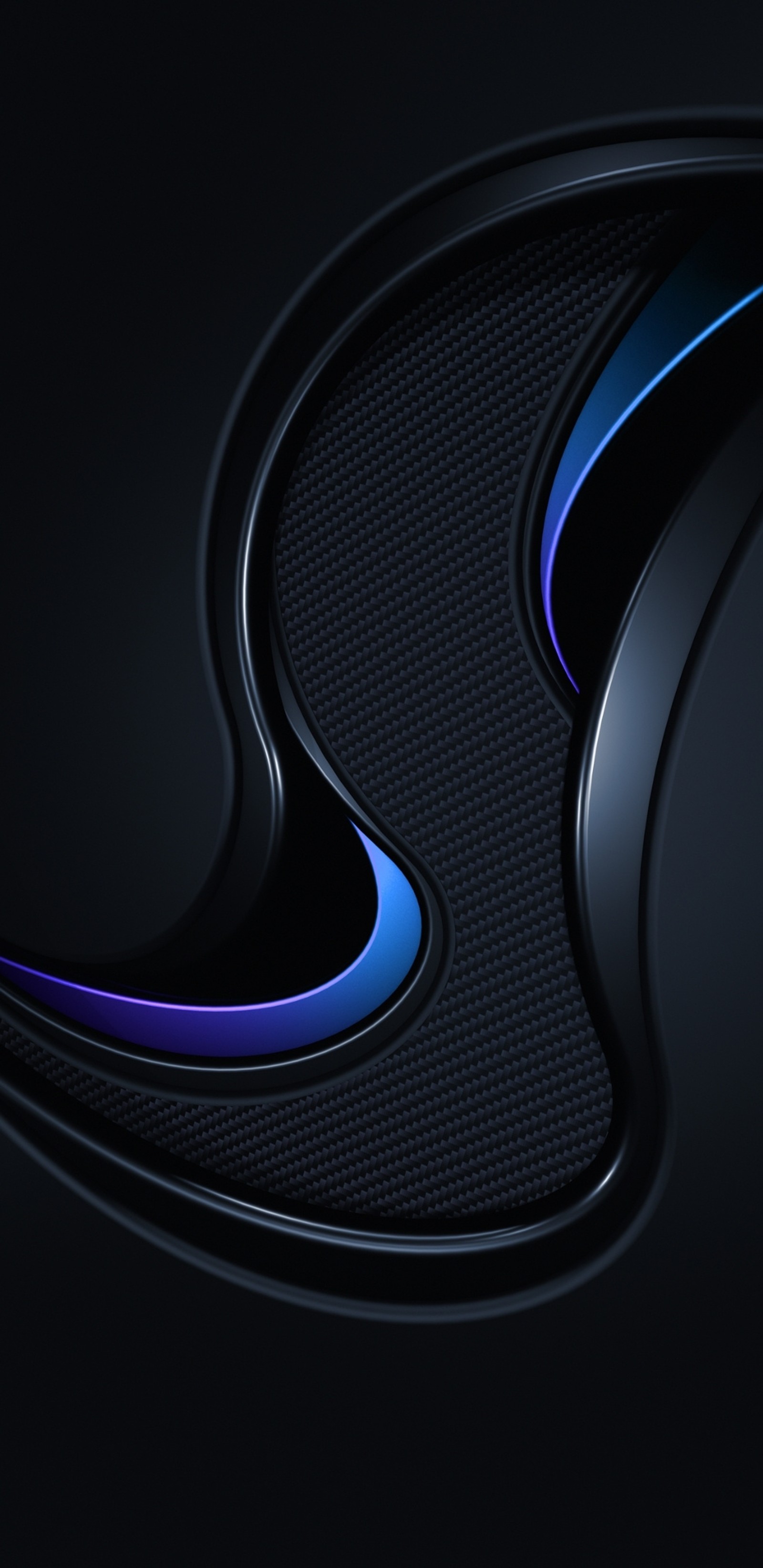 A close up of a black and blue abstract background with a curved design (black, blue, purple)