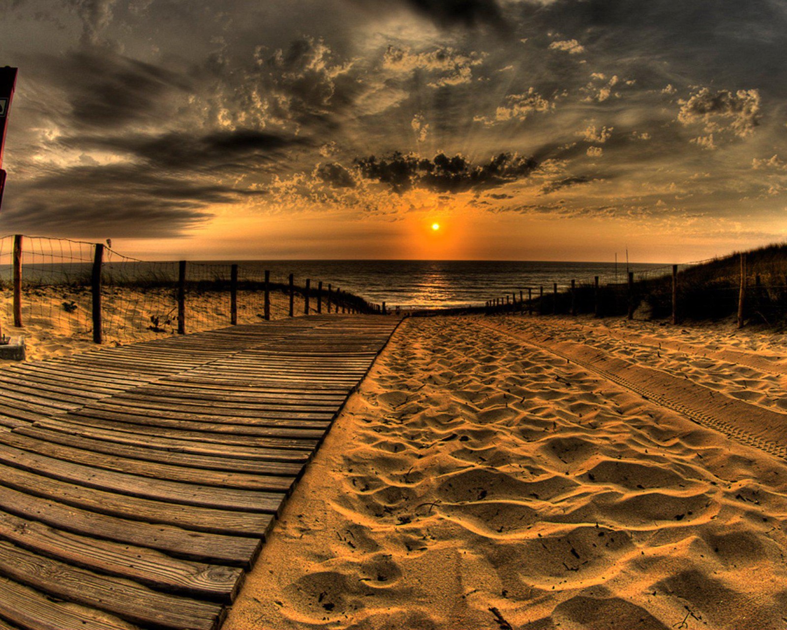 Lade strand, fußabdruck, straße, sand, sonnenuntergang Hintergrund herunter