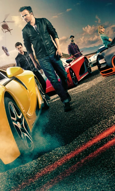 High-Octane Showdown: Fast Cars and Fierce Drivers Under a Fiery Sky