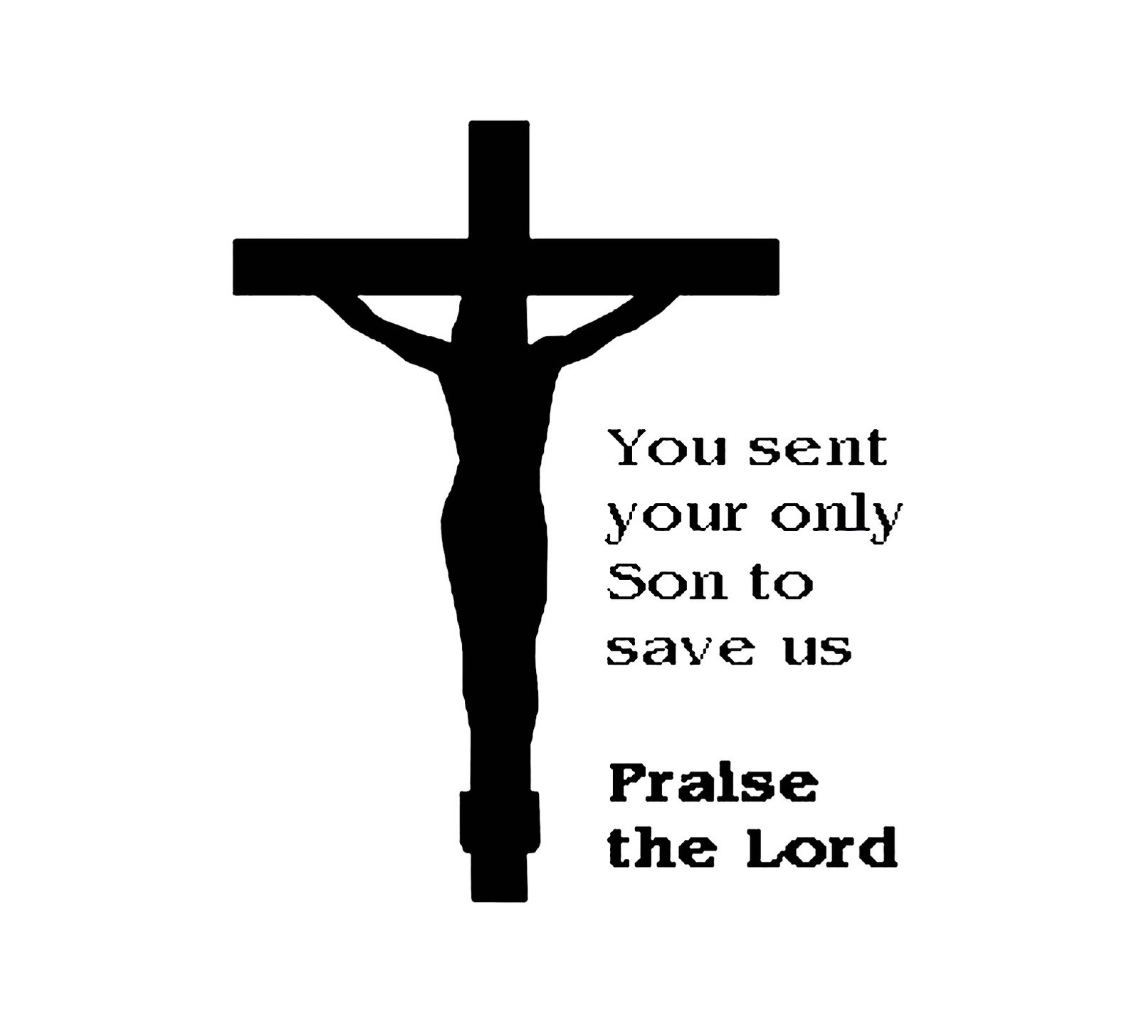 A black and white image of a cross with a quote (christ, cross, crucifix, easter, jesus)