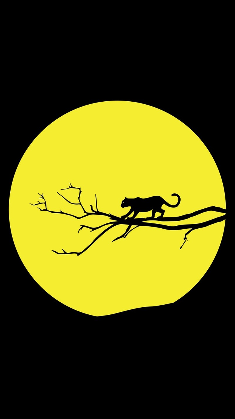 Un primer plano de la silueta negra y amarilla de un mono en una rama (logotipo, pelota, símbolo, temas, tigre)