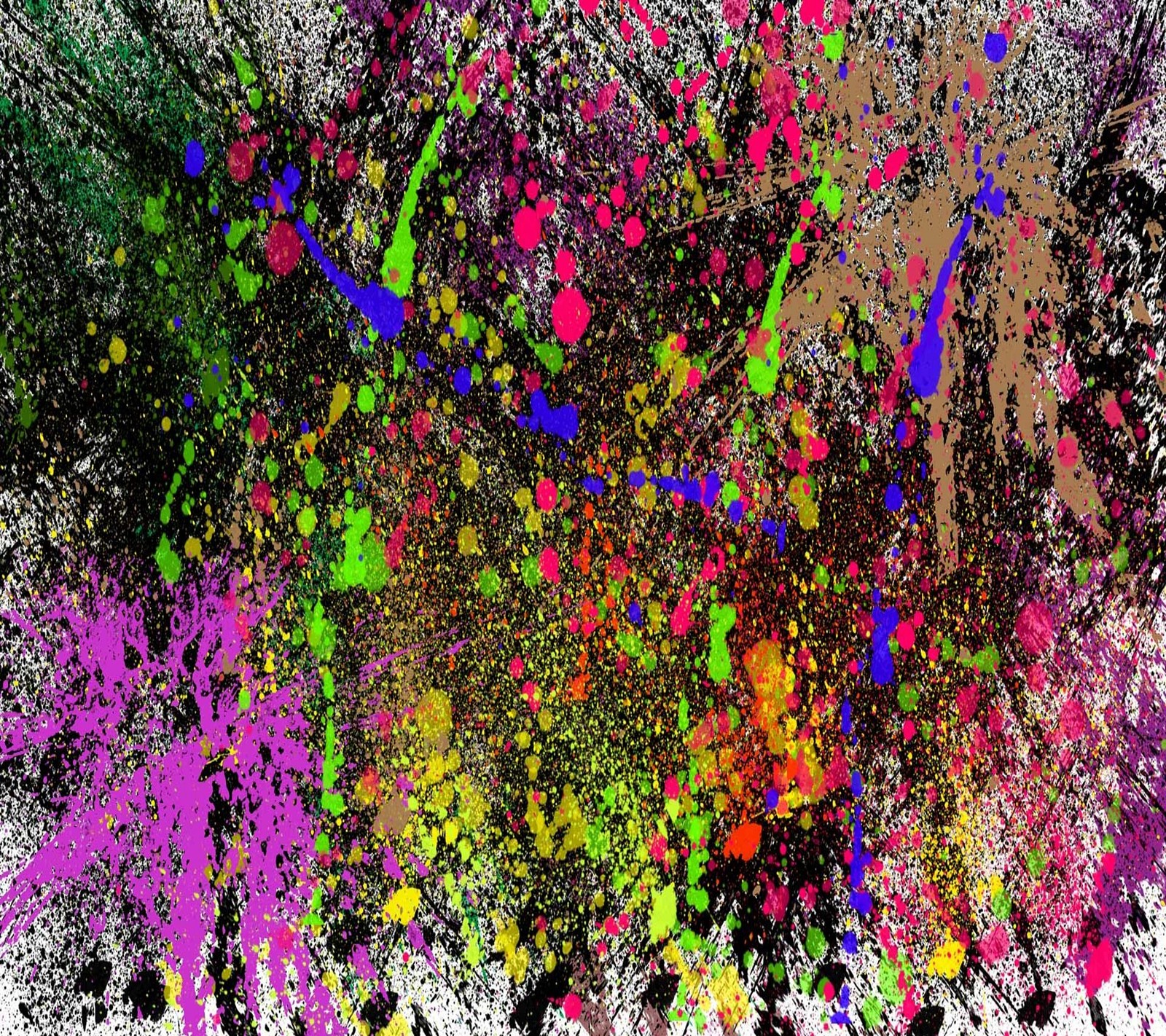 A close up of a colorful paint splattered wall with a black background (abstract, color, colour, paint)