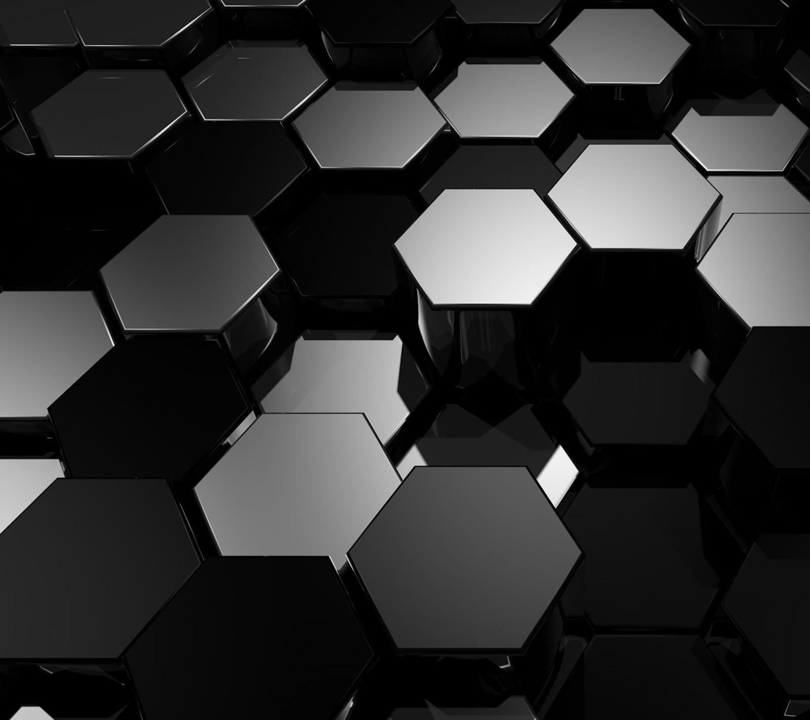 A close up of a bunch of black and white hexagons (abstract, nice, wallpaper)