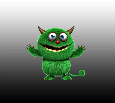 Personagem de monstro verde caprichoso em design 3D