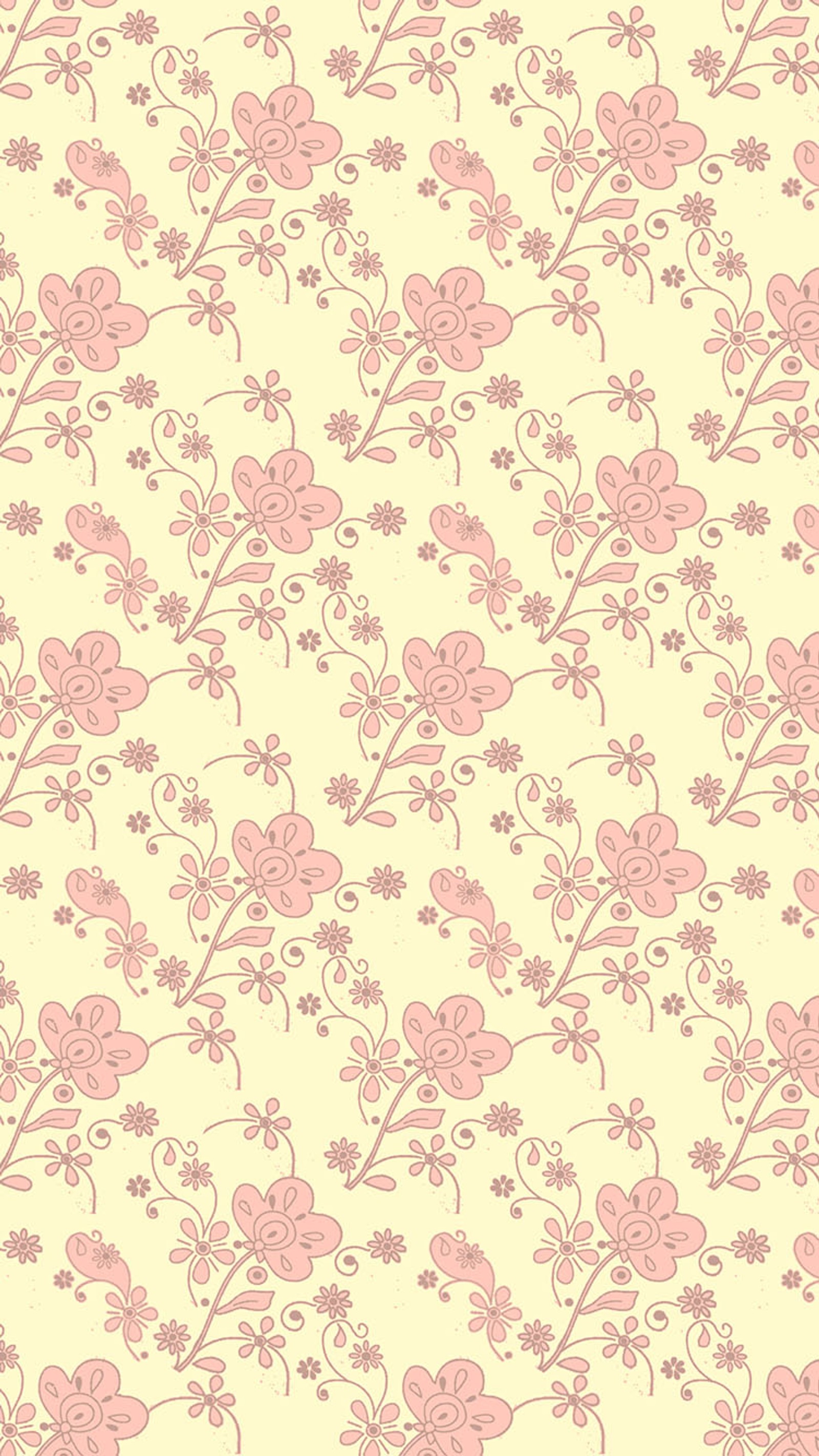 A pink and yellow floral pattern with swirls and flowers (design, pattern)