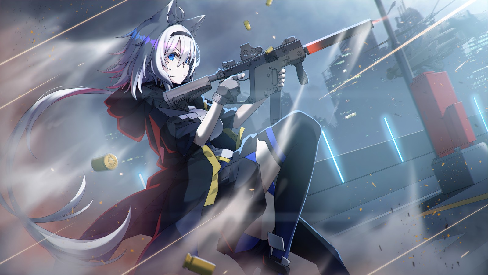 anime girls, rifle, arknights, video game, grani wallpaper