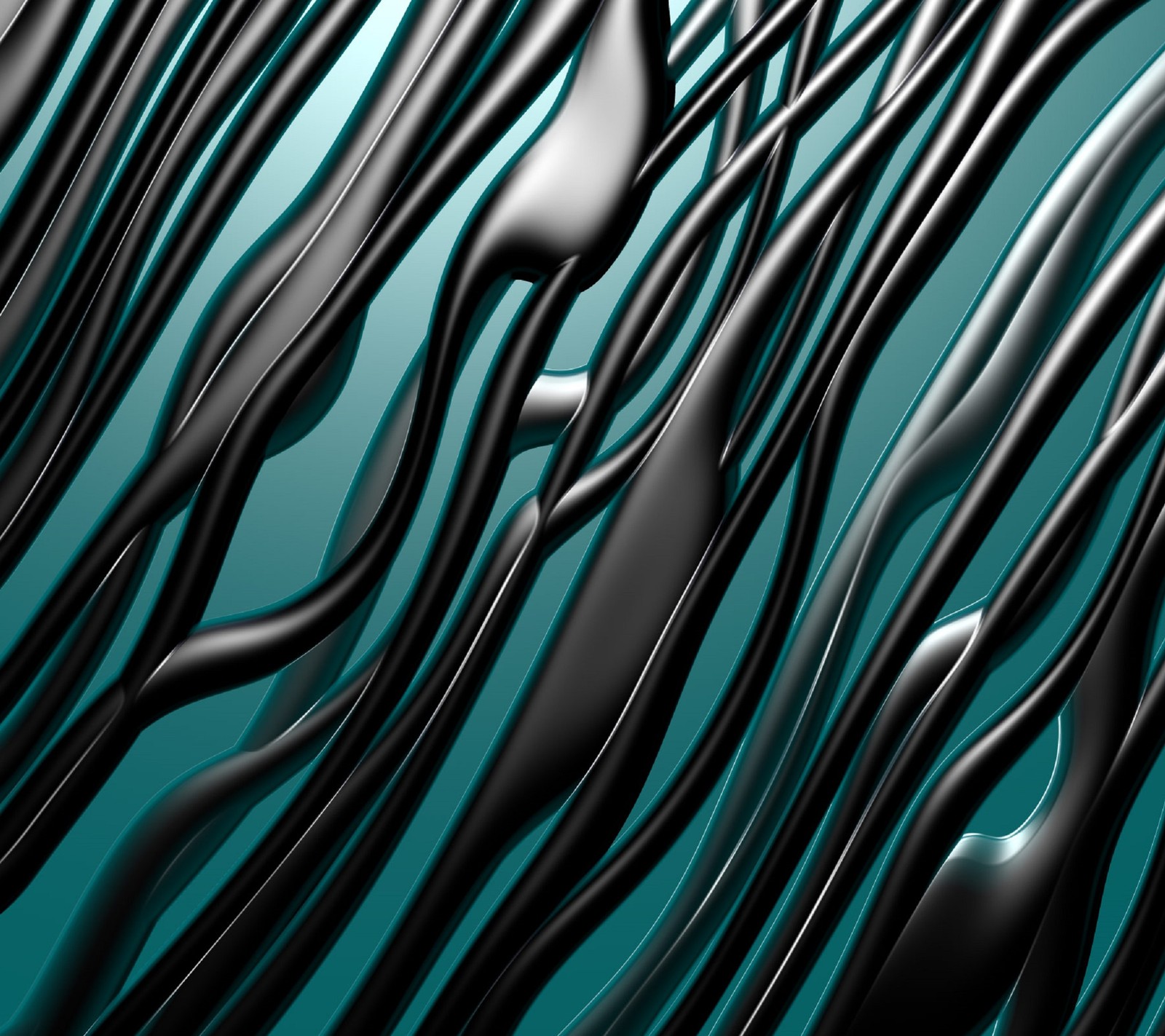 A close up of a black and blue abstract background with curves (3d, art, black, blue, line)