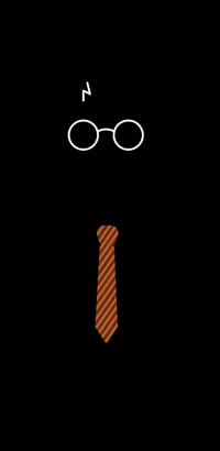 Minimalist design featuring round glasses and a striped tie against a black background, symbolizing a distinguished figure.