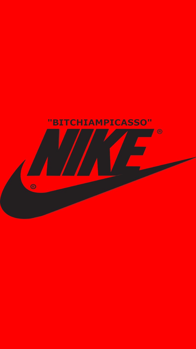 Логотип nike на красном фоне (воздух, мяч, bitchiampicasso, мода, пятница)