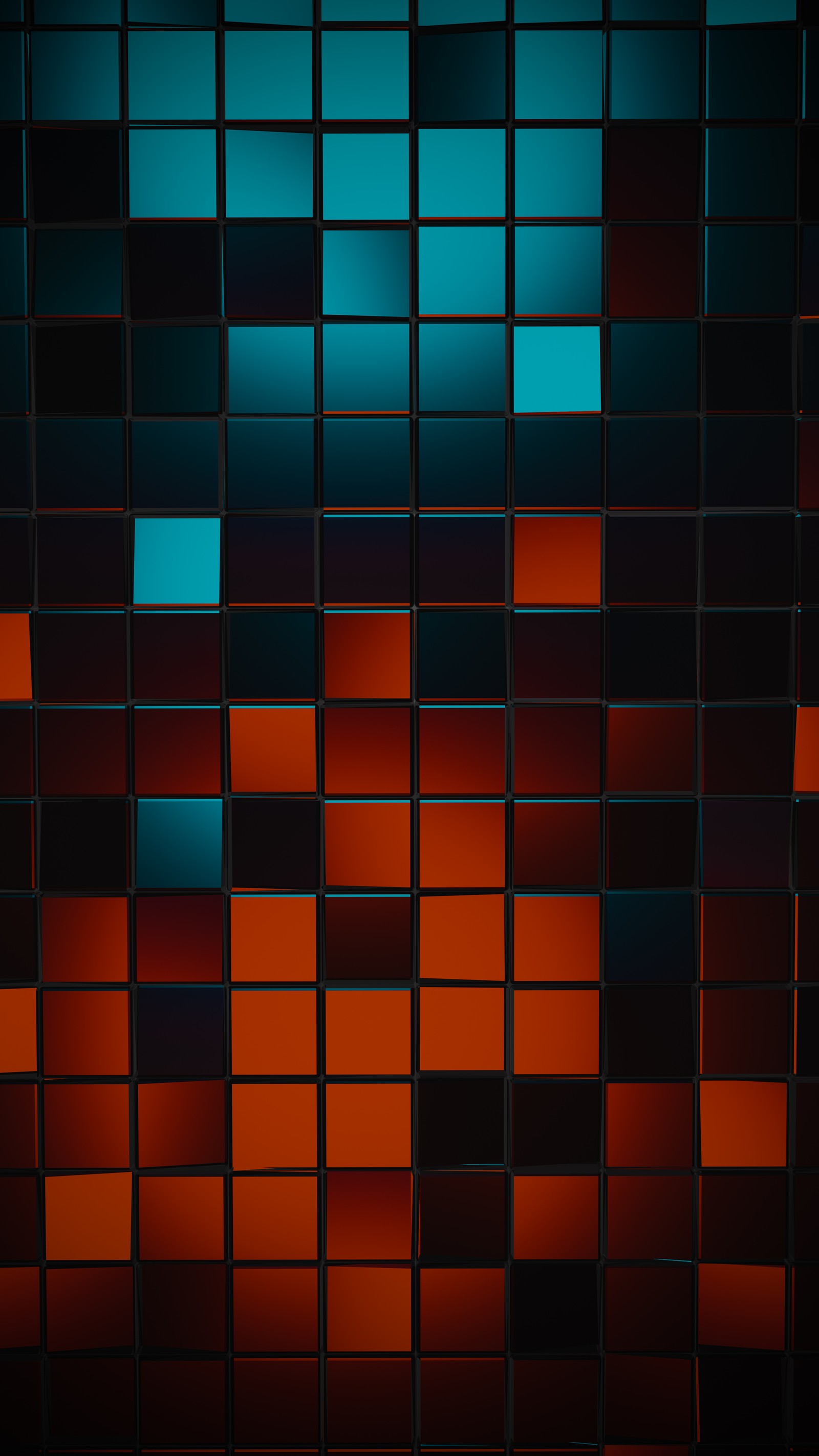 A close up of a wall with a lot of squares on it (orange, symmetry, mathematics, geometry, brown)