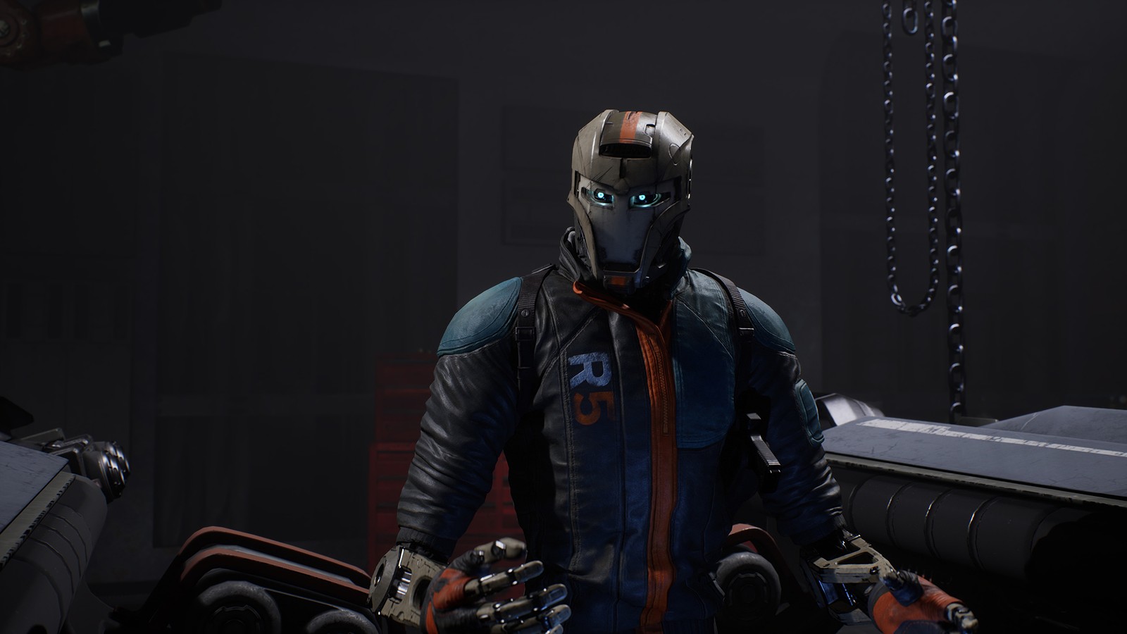 A close up of a person in a helmet and gloves (disintegration, video game)