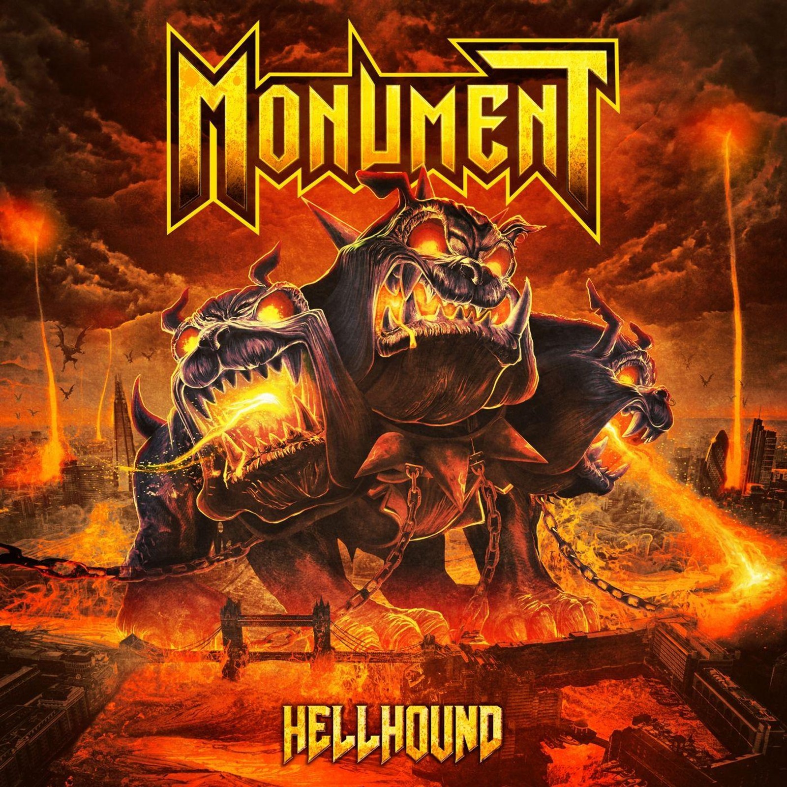 La couverture de l'album 'hell hound' (disque phonographique, disque compact, album, pc game, démon)