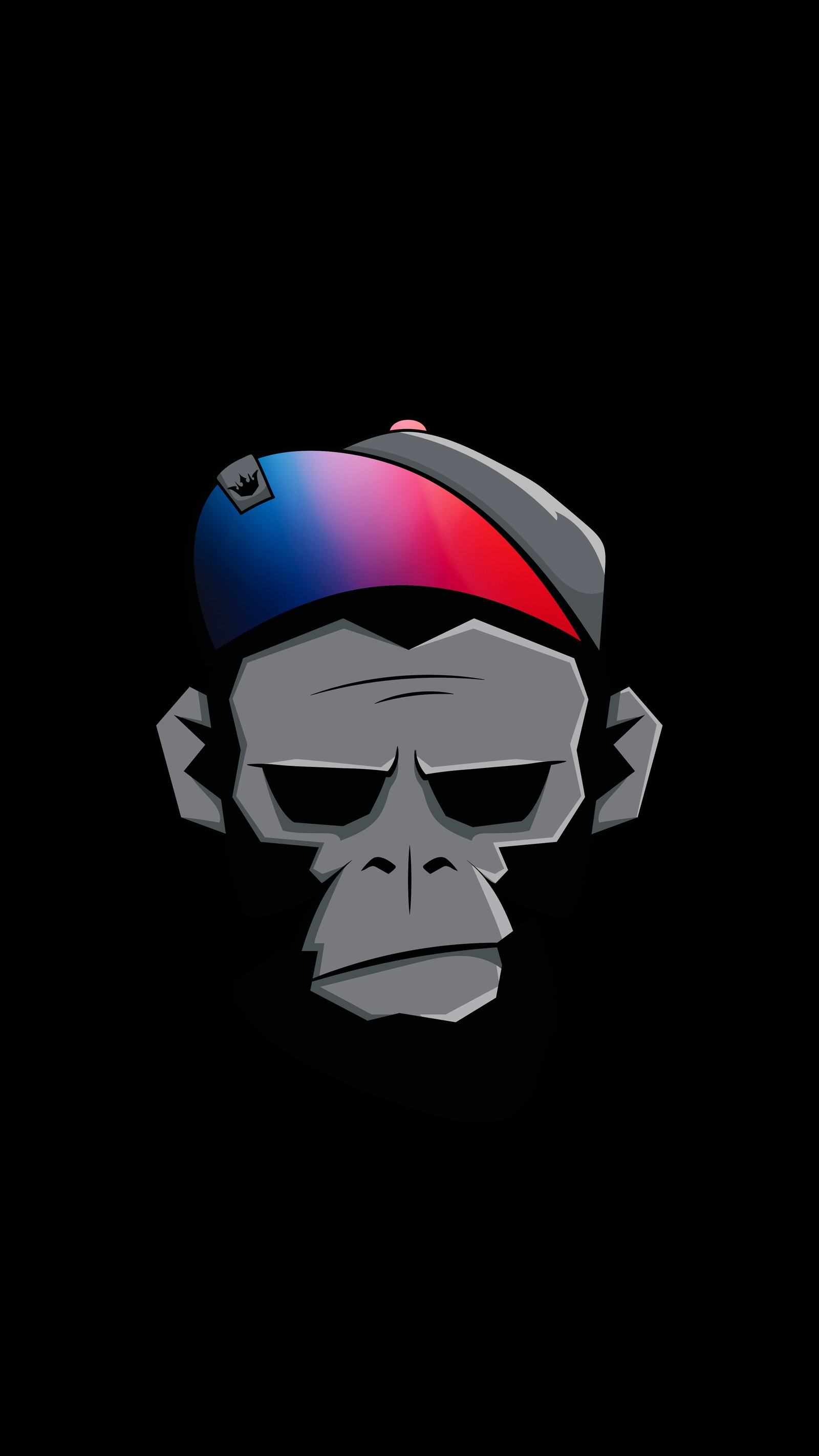 A close up of a cartoon monkey with a hat and sunglasses (amoled, helmet, art, the mask, electric blue)