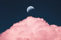 Supermoon Illuminating Pink Cumulus Clouds