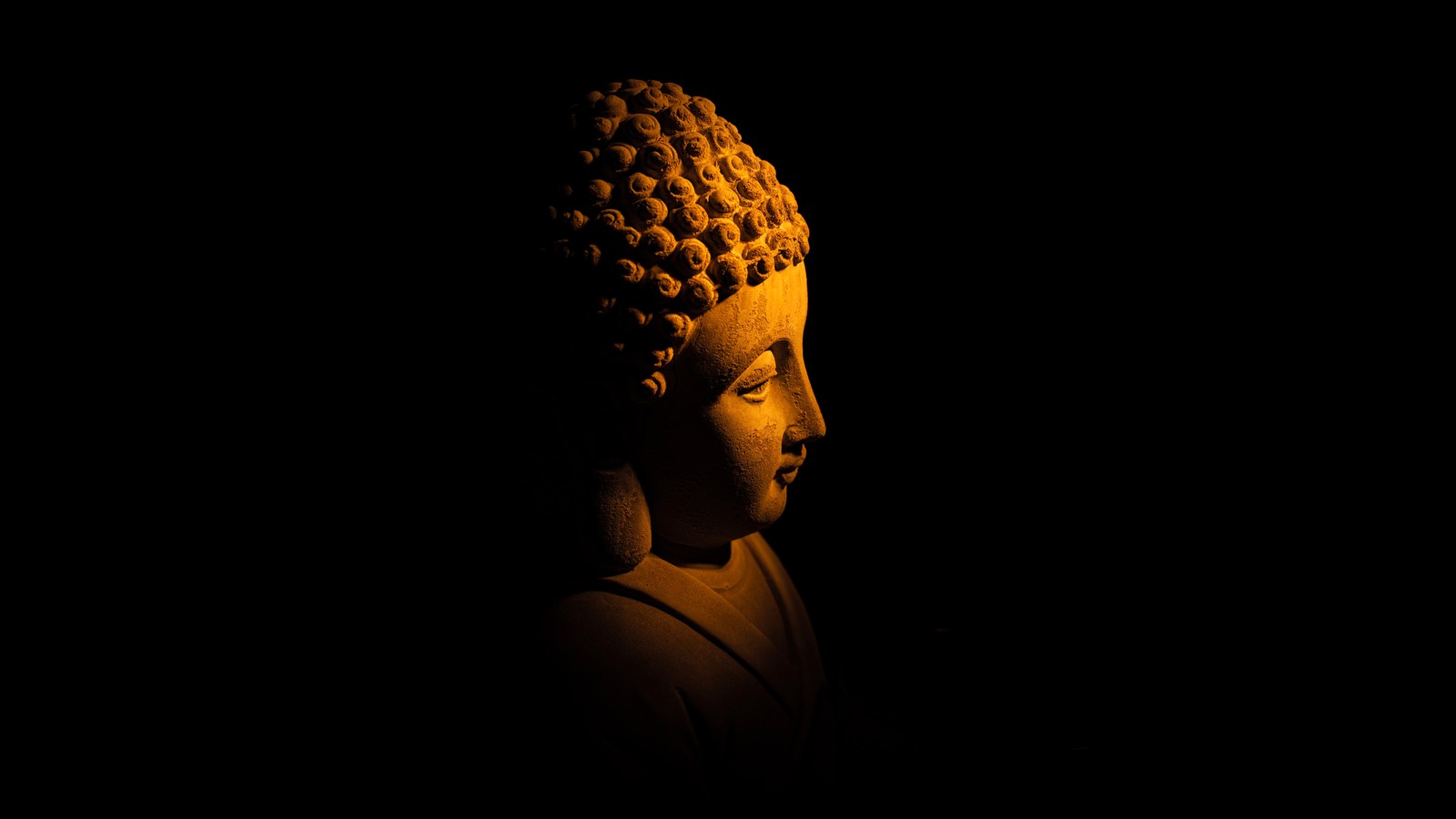 Lade gautama buddha, statue, herr buddha, schwarzer hintergrund, 5k herunter