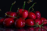 cereza, fruta, alimentos naturales, rojo, comida