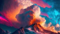 Vibrant Mountain Scenery with Dramatic Clouds