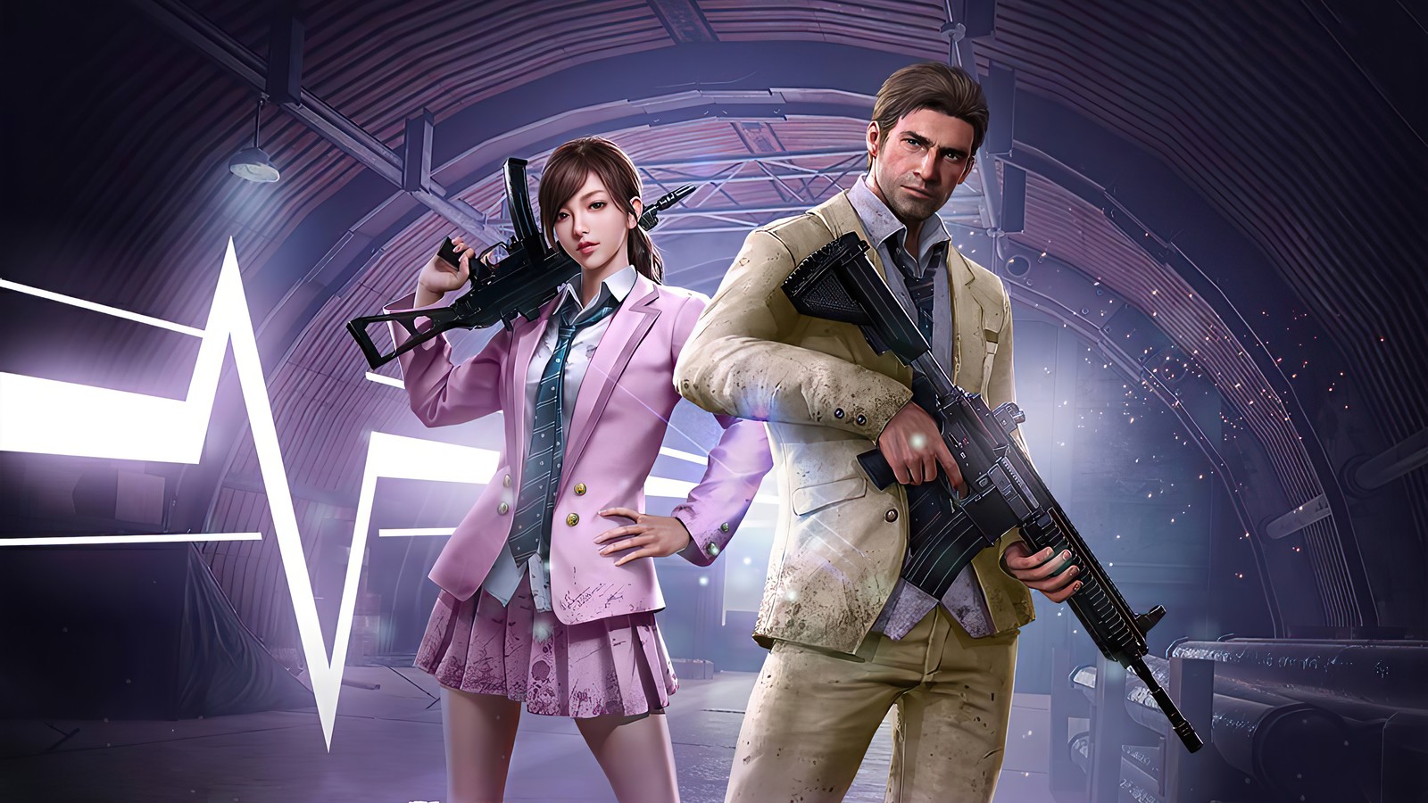 Arafed image of two people in a suit and tie holding guns (pubg, playerunknowns battlegrounds, battle royale, video game, characters)