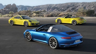 porsche, voiture, cabriolet, targa top, voiture de sport