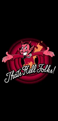 Vibrant Cartoon Devil Logo with Bold Text on a Dark Background