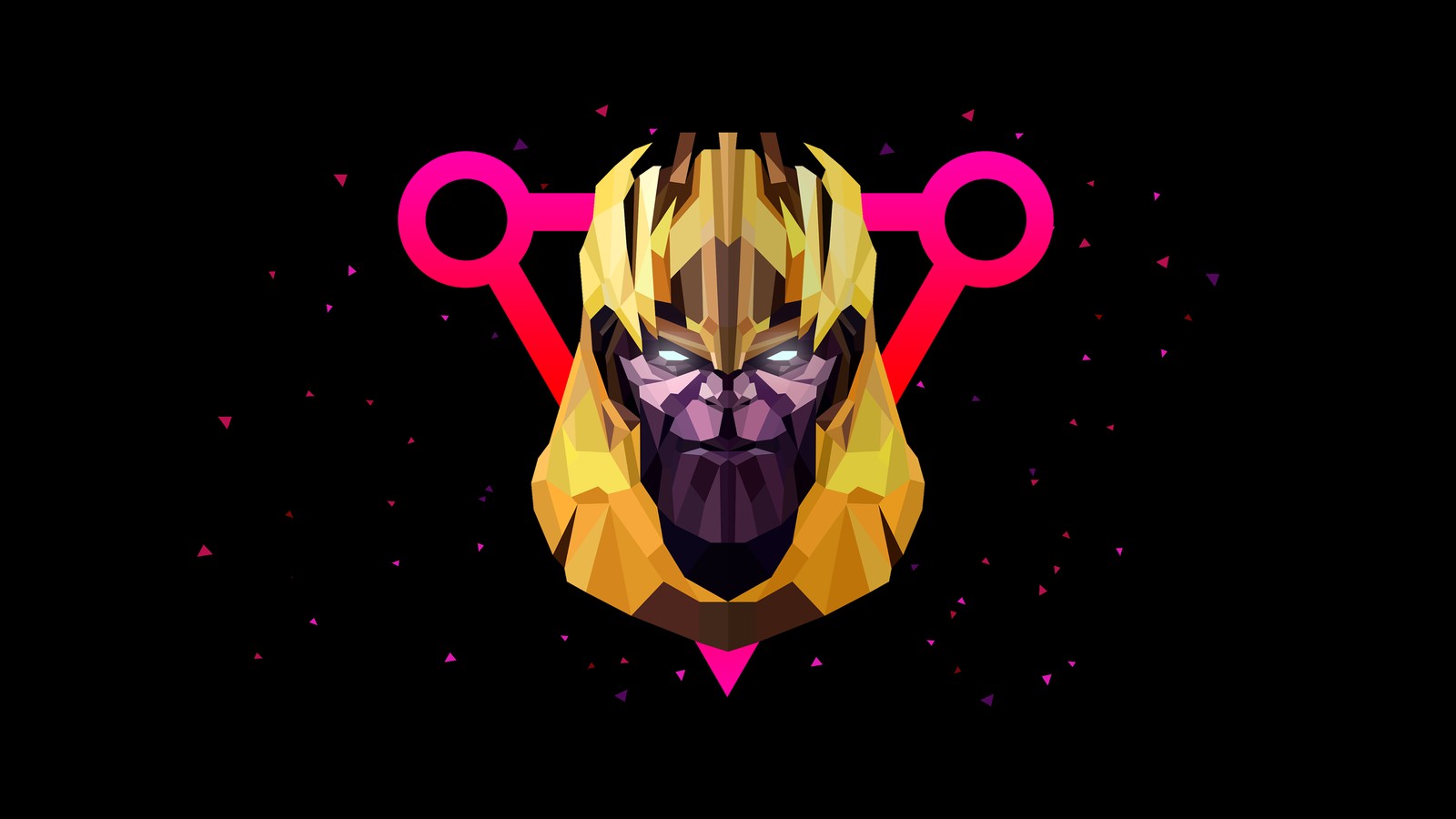 Descargar fondo de pantalla thanos, amoled, bajo polígono, obra de arte, fondo negro