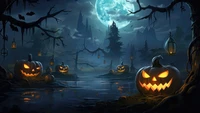 halloween, holiday, night, moon, jack o lantern wallpaper