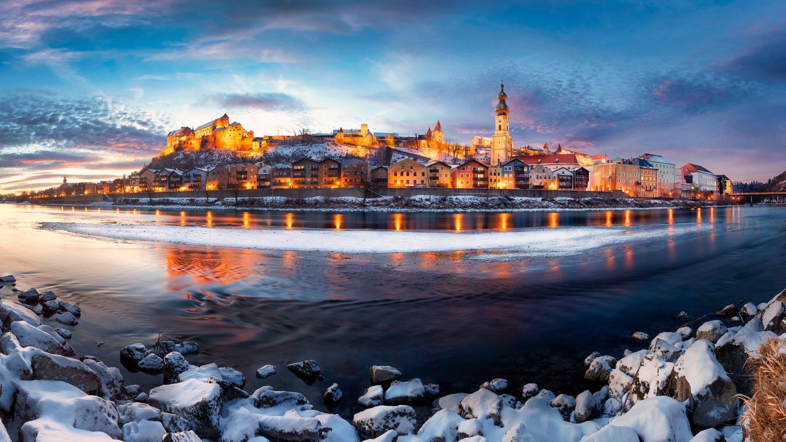 burghausen, town, salzach river, germany, 5k wallpaper