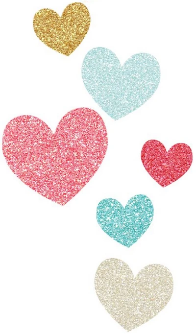 Corazones brillantes en colores suaves