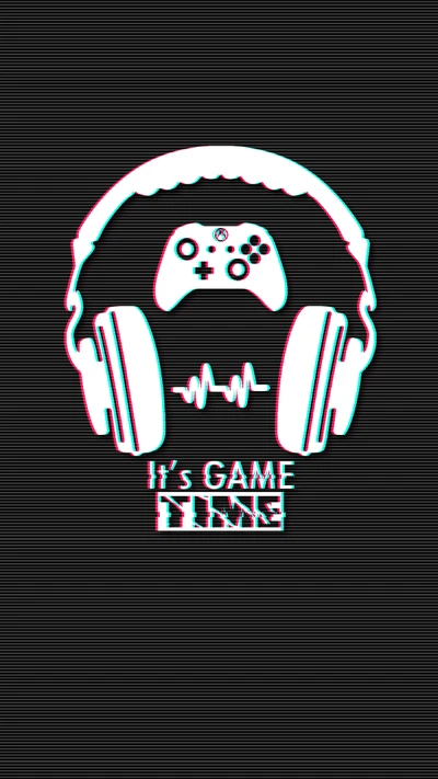 Papel de parede de Gamer Glitchy com design de fones de ouvido e controle