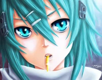 Striking Anime Portrait with Aqua Hair and Captivating Blue Eyes