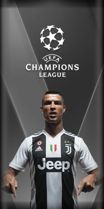 Cristiano Ronaldo célébrant dans le maillot de la Juventus pour la Ligue des champions de l'UEFA