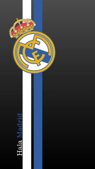 Logotipo do Real Madrid com coroa e o slogan "Hala Madrid