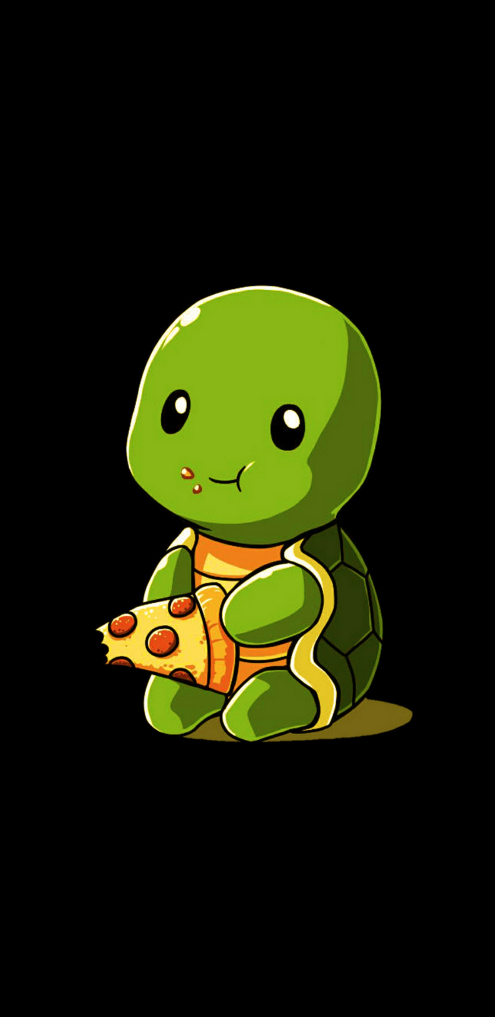 Una tortuga de dibujos animados comiendo una rebanada de pizza (pizza, cáscara, tmnt, tortuga)