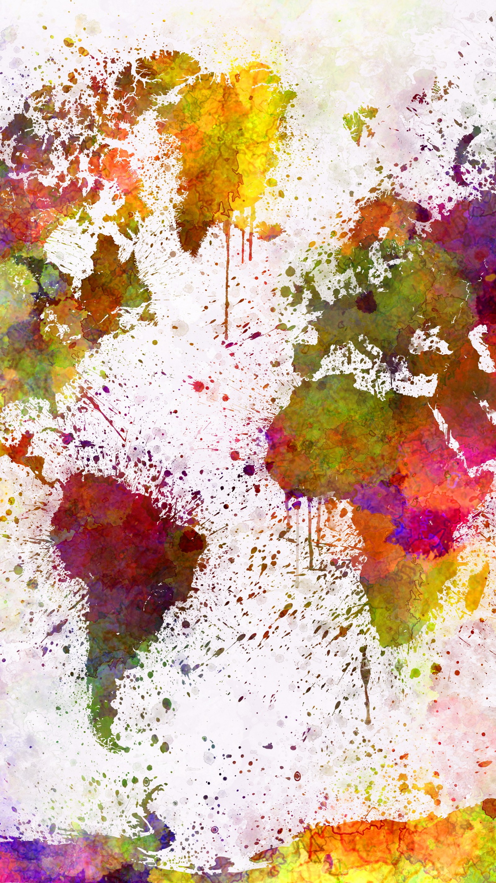 A painting of a map of the world with watercolor paint (abstract, countries, map, watercolor, world)