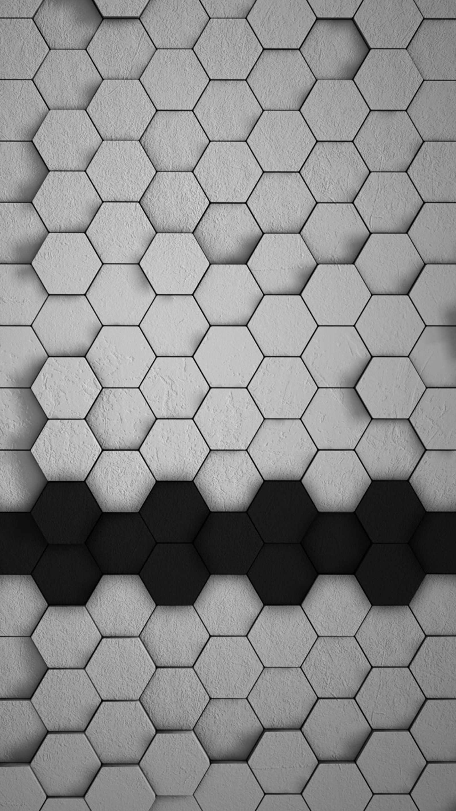 A close up of a black and white tiled wall with a black strip (3d, abstract, art, black, gray)