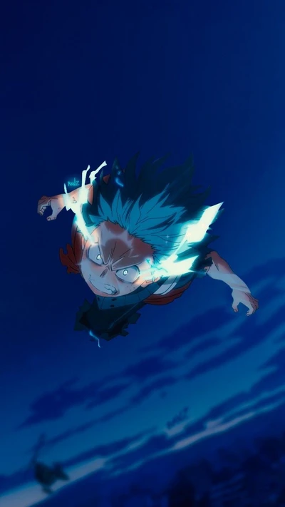 Midoriya voa: Um momento dinâmico de My Hero Academia