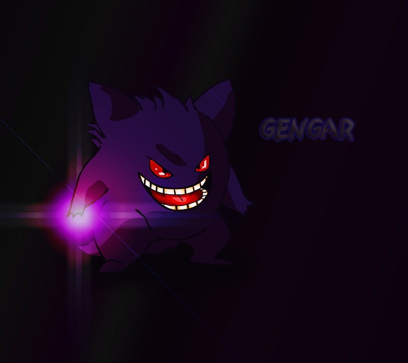 Крупный план персонажа покемона с сияющим светом (генгар, gengar, pokemon)