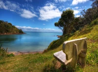 beach, bench wallpaper