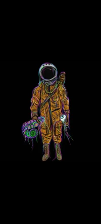 Lebendiger psychedelischer Astronaut im modernen Kunststil