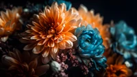 fleurs de chrysanthème, art numérique, fleurs numériques, fleurs, fond décran 4k