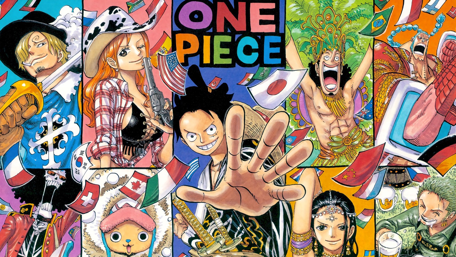 one piece, anime, straw hat pirates, monkey d luffy, nami wallpaper