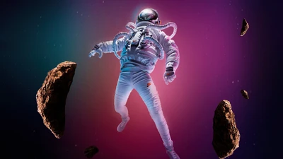 Cosmic Harmony: An Astronaut in a Purple Atmosphere